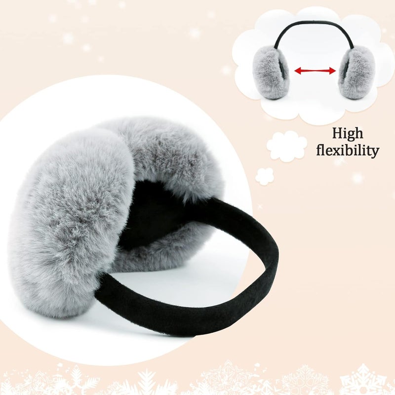 FSTEOE Women Winter Ear Muffs Foldable Girl Ear Warmer Fashion Furry Earmuff Soft Ear Cover Cold Weather - Image 3